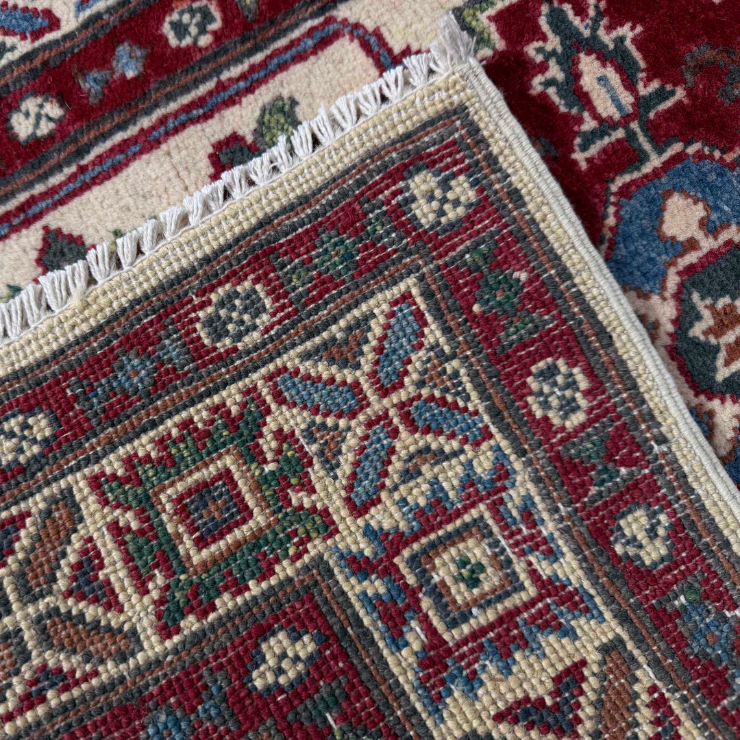Beige Afghan Kazak Rug 2' 5" x 9' 9" Hand-Knotted | No. AL38073