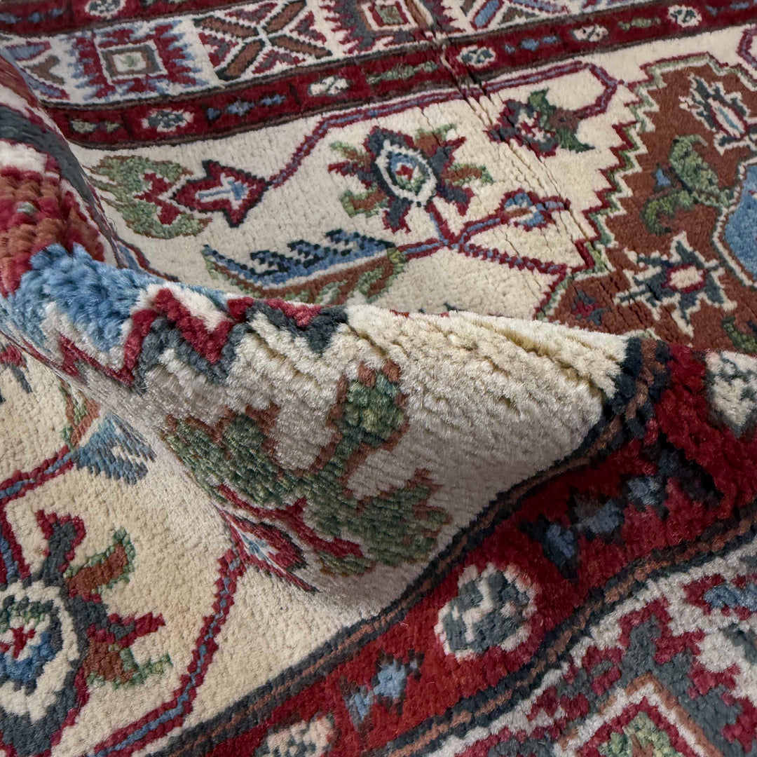 Beige Afghan Kazak Rug 2' 5" x 9' 9" Hand-Knotted | No. AL38073