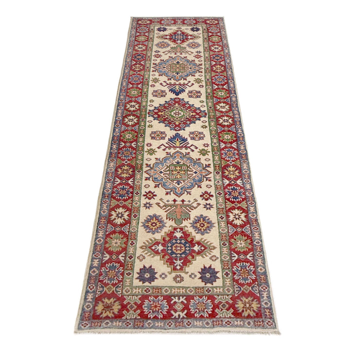 Beige Afghan Kazak Rug 2' 7" x 9' 9" Hand-Knotted | No. AL38553