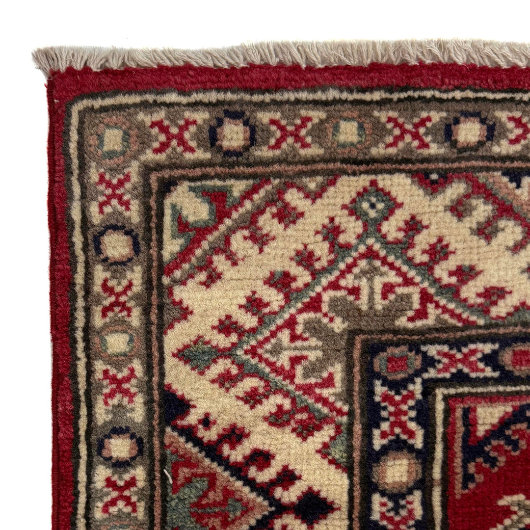 Red Afghan Kazak Rug 2' 9" x 9' 1" Hand-Knotted | No. AL60446