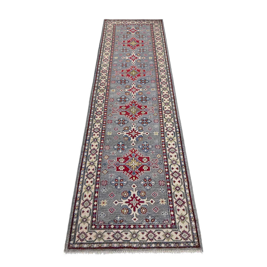 Gray Afghan Kazak Rug 2' 8" x 9' 6" Hand-Knotted | No. AL38758