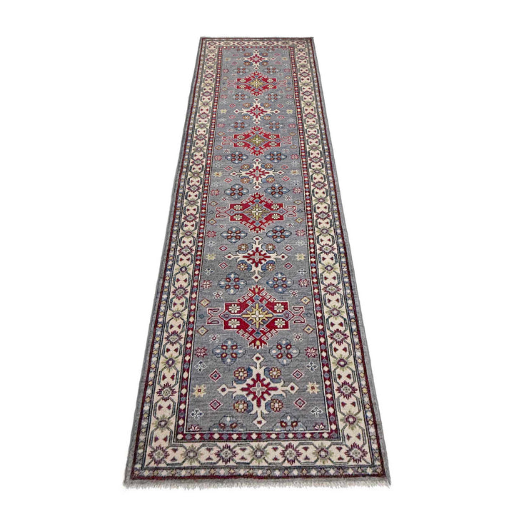 Gray Afghan Kazak Rug 2' 8" x 9' 6" Hand-Knotted | No. AL38758