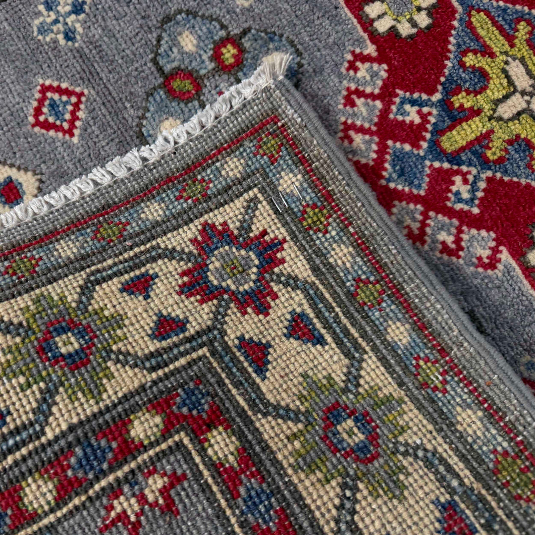 Gray Afghan Kazak Rug 2' 8" x 9' 6" Hand-Knotted | No. AL38758