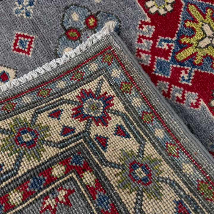 Gray Afghan Kazak Rug 2' 8" x 9' 6" Hand-Knotted | No. AL38758