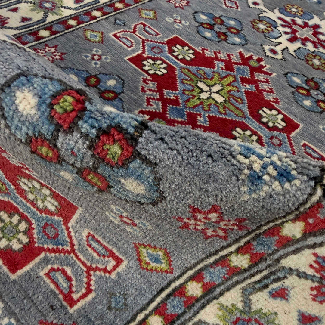 Gray Afghan Kazak Rug 2' 8" x 9' 6" Hand-Knotted | No. AL38758