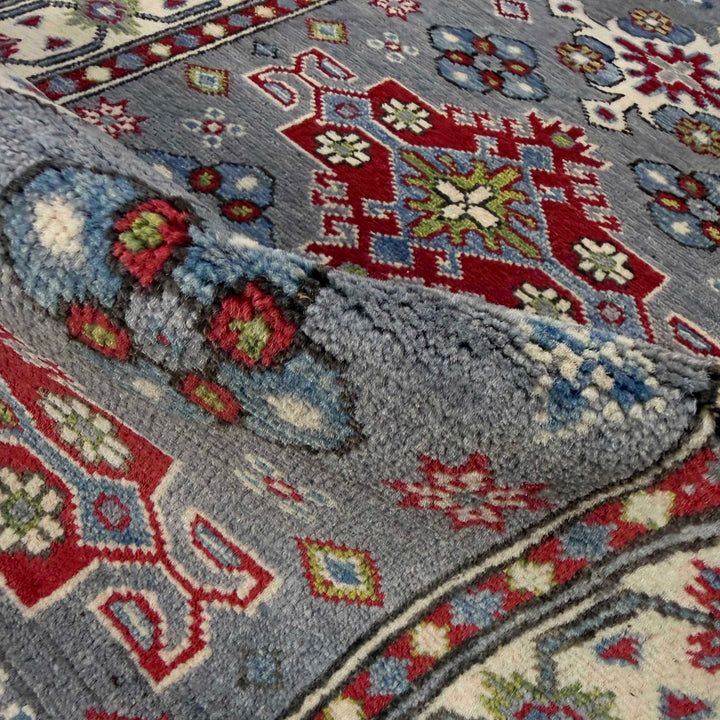 Gray Afghan Kazak Rug 2' 8" x 9' 6" Hand-Knotted | No. AL38758