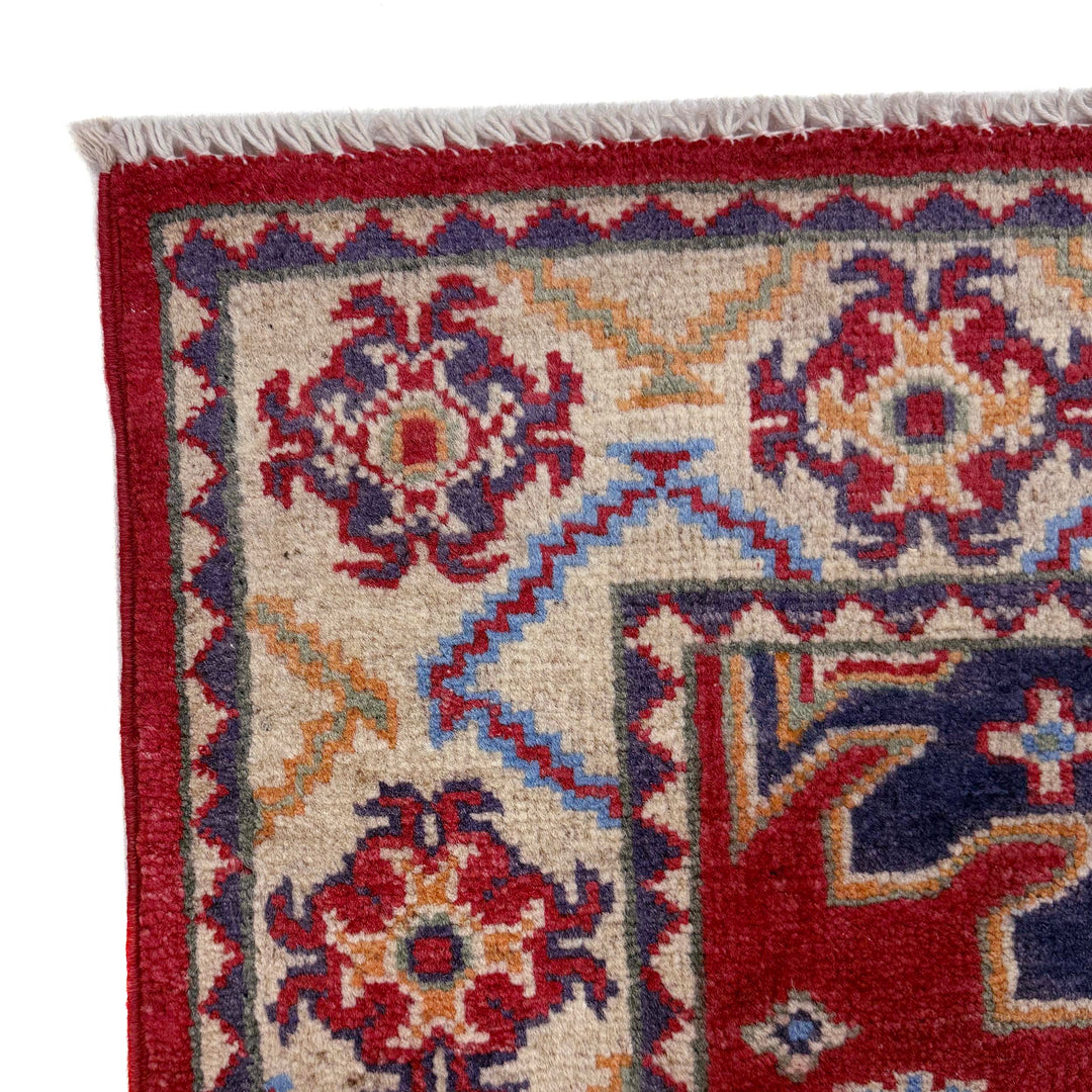 Red Afghan Kazak Rug 2' 9" x 9' 9" Hand-Knotted | No. AL15181