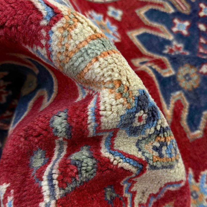 Red Afghan Kazak Rug 2' 9" x 9' 9" Hand-Knotted | No. AL15181