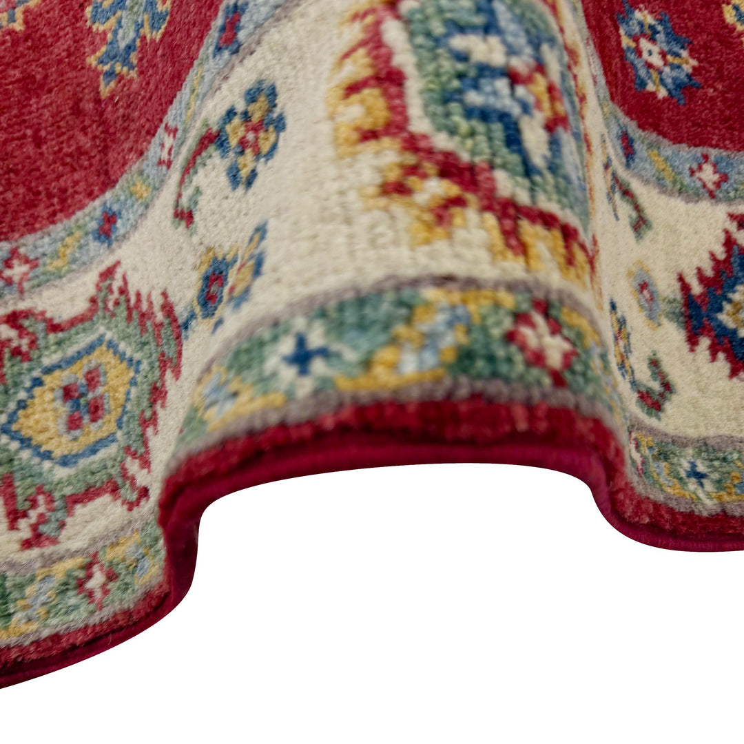 Red Afghan Kazak Rug 2' 8" x 9' 9" Hand-Knotted field