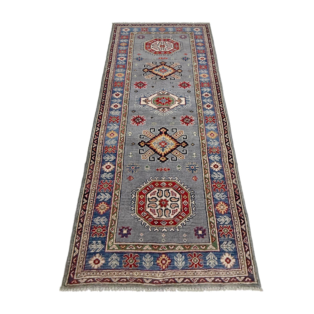 Gray Afghan Kazak Rug 2' 9" x 7' 9" Hand-Knotted | No. AL35625