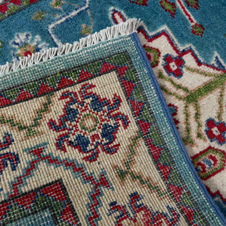 Blue Afghan Kazak Rug 2' 7" x 6' 2" Hand-Knotted | No. AL59927