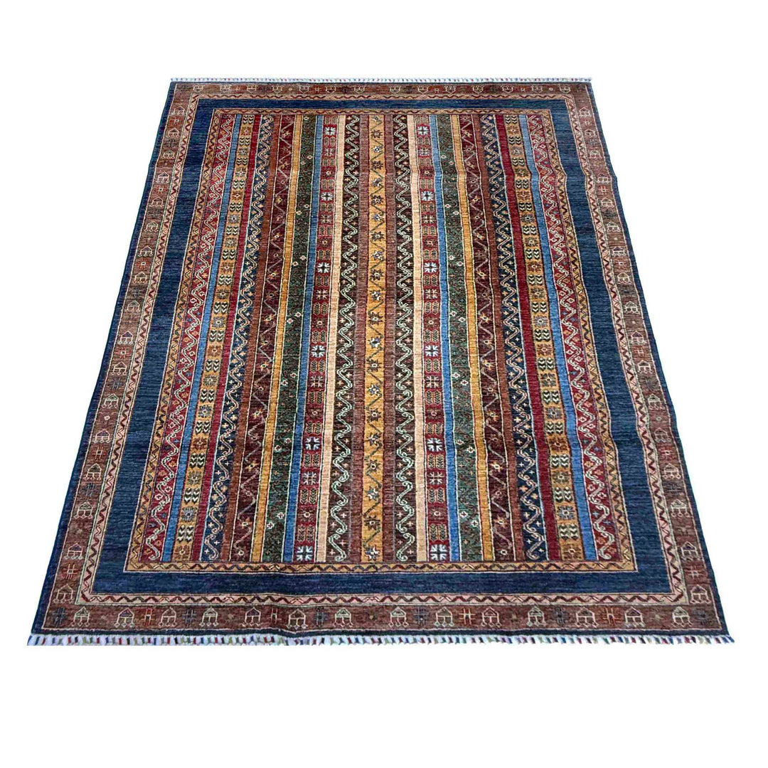 Afghan Sultani Rug 5' 7" x 7' 9" Hand-Knotted detail