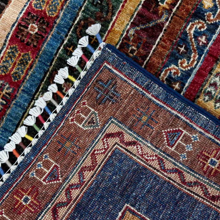 Afghan Sultani Rug 5' 7" x 7' 9" Hand-Knotted border