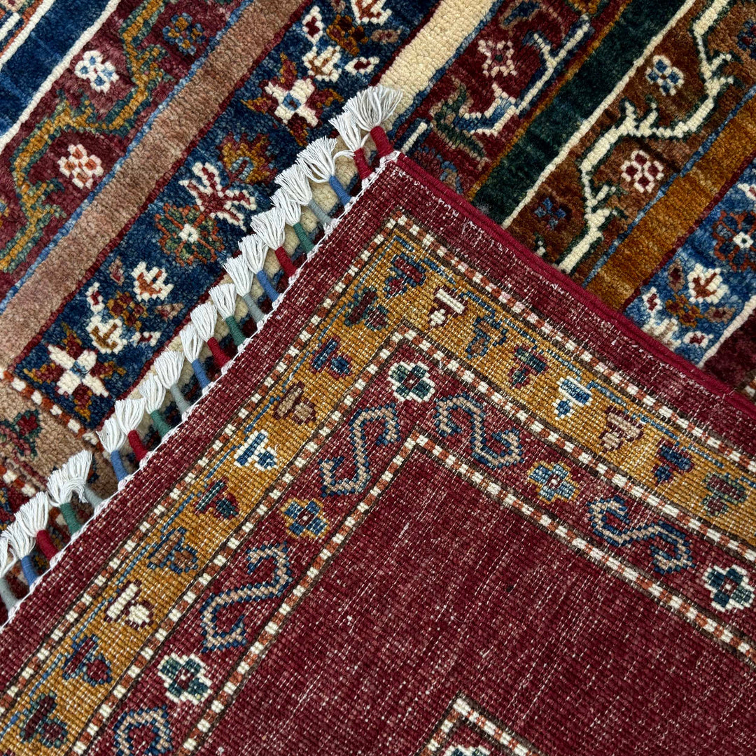 Red Afghan Sultani Rug 5' 9" x 7' 9" Hand-Knotted | No. AL52361
