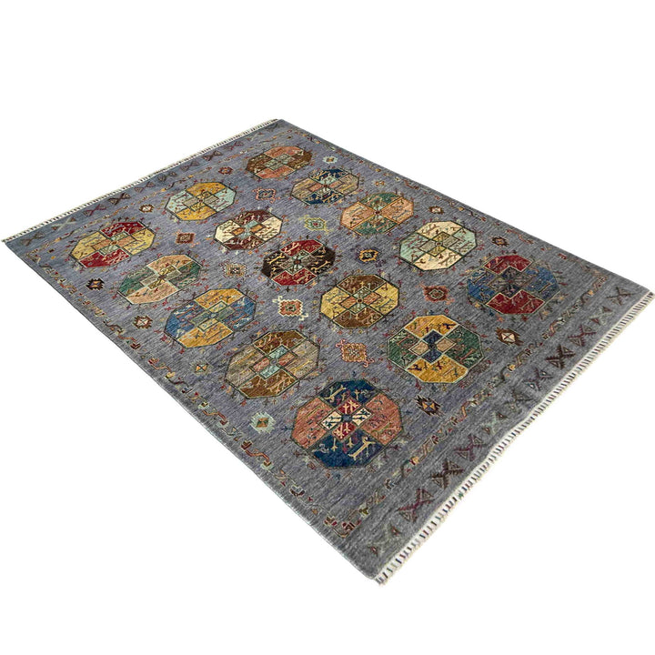 Gray Afghan Waziri Rug 5' 9" x 7' 10" Hand-Knotted view