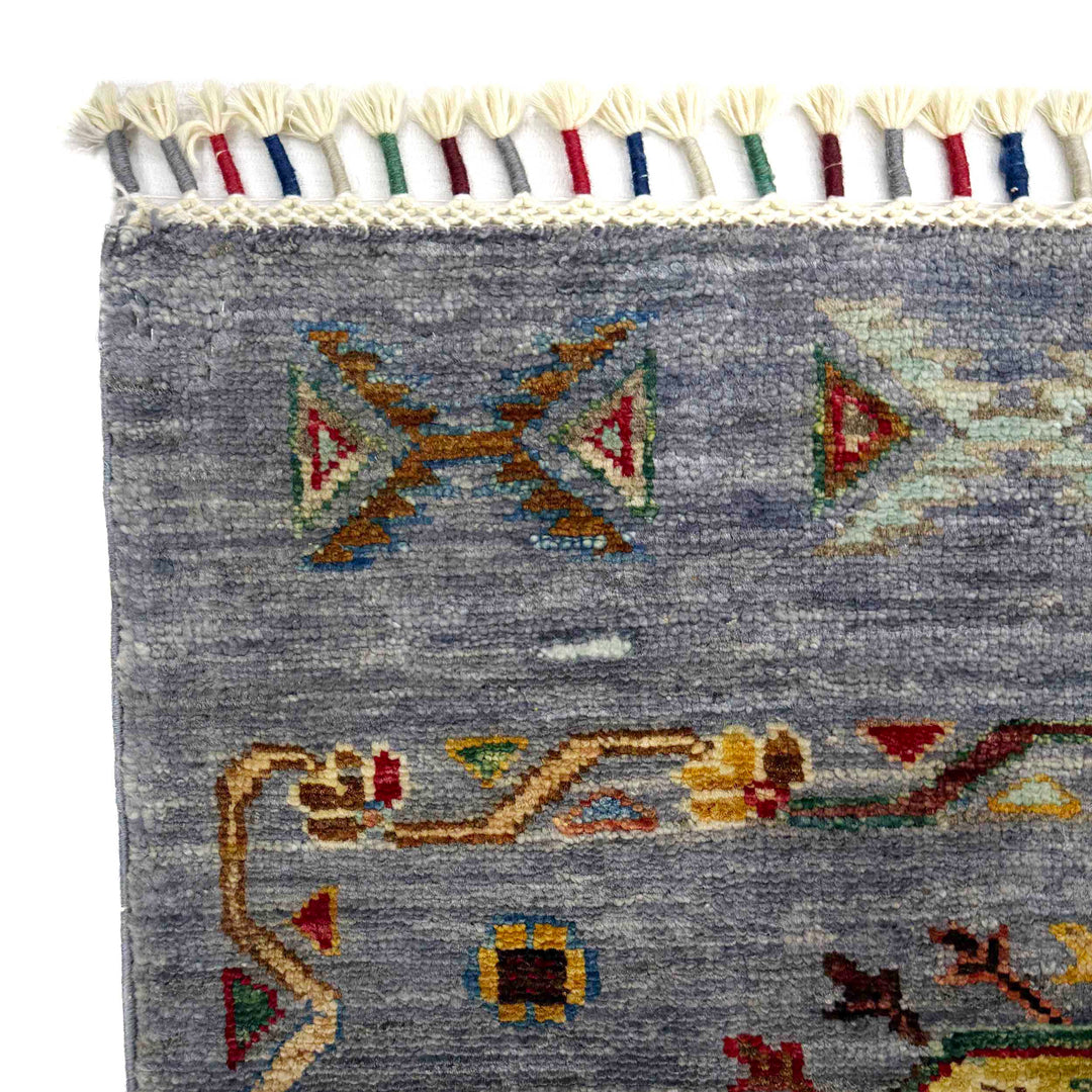 Gray Afghan Waziri Rug 5' 9" x 7' 10" Hand-Knotted pattern