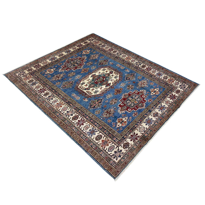 Blue Afghan Kazak Rug 5' 9" x 7' 11" Hand-Knotted | No. AL50367