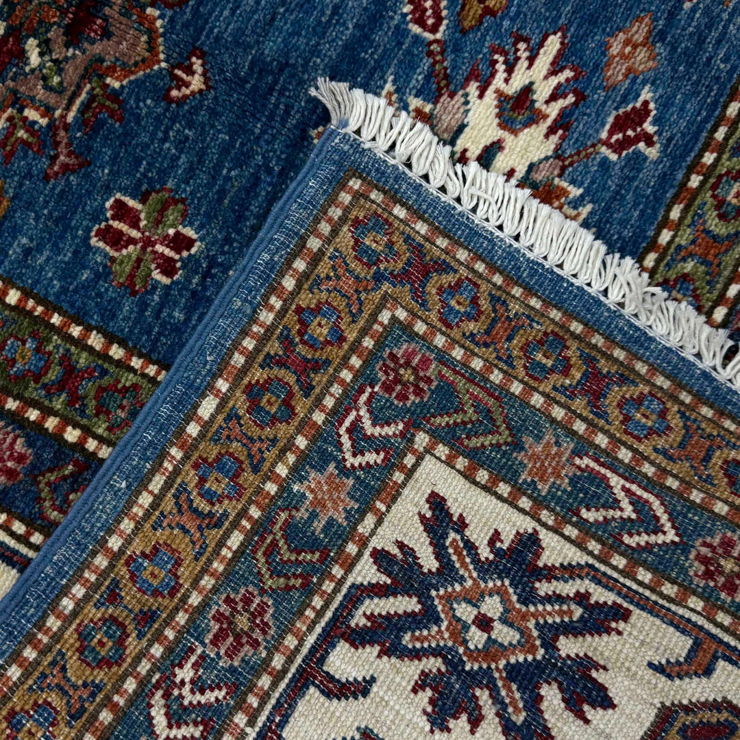 Blue Afghan Kazak Rug 5' 9" x 7' 11" Hand-Knotted | No. AL50367