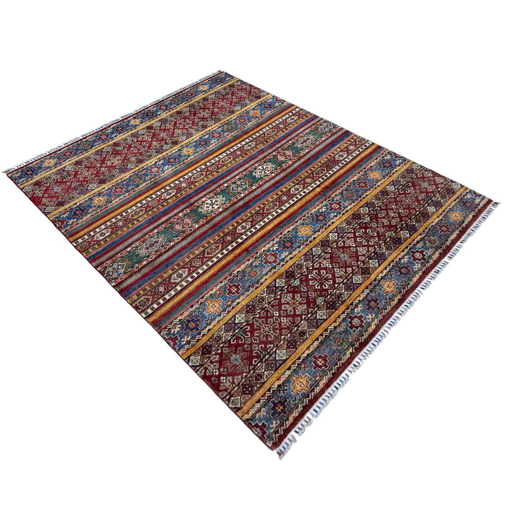 Afghan Gabbeh Rug 5' 7" x 7' 11" Hand-Knotted | No. AL33858