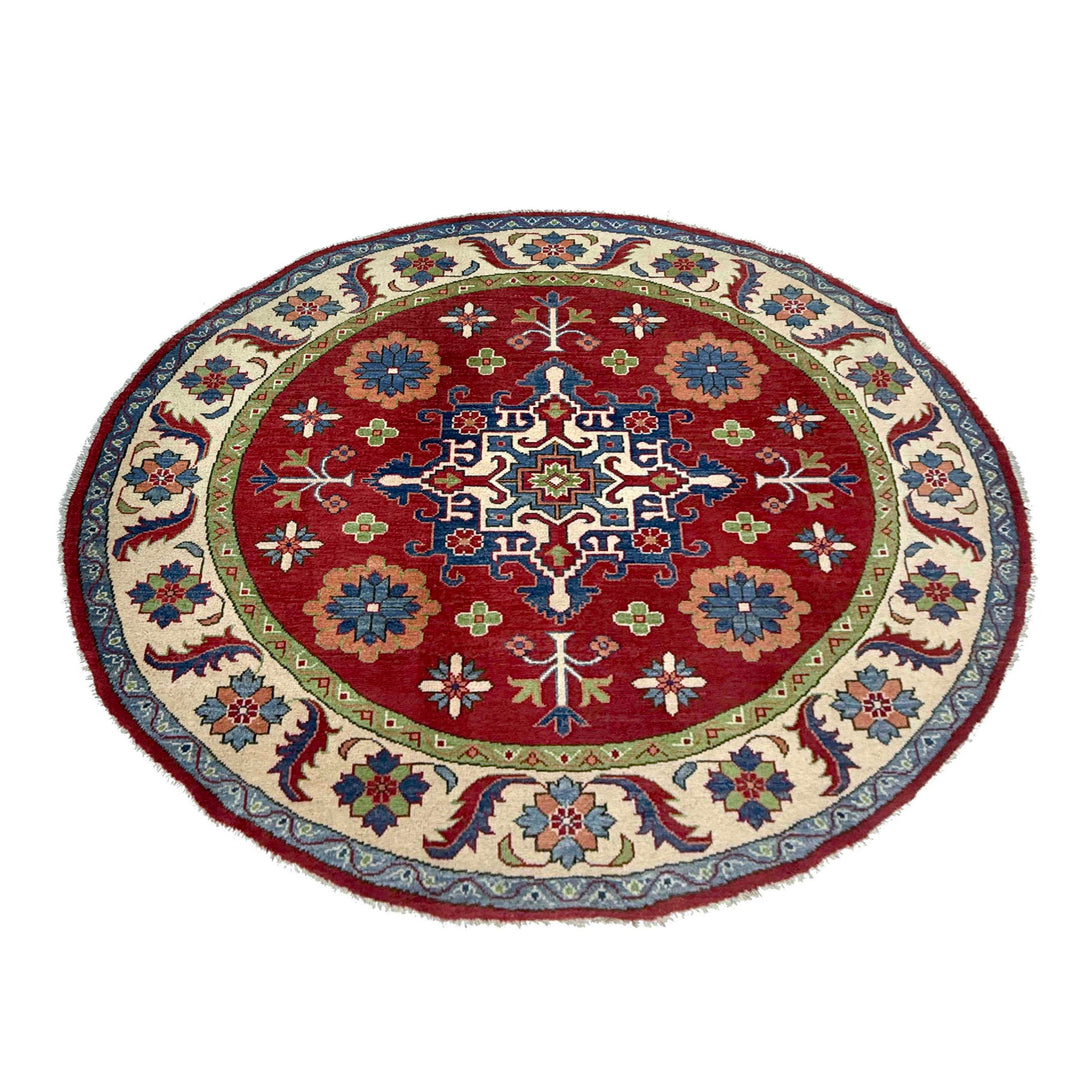 Traditional Kazak Round Area Rug 5' 10" x 5' 10" - No. AL82075