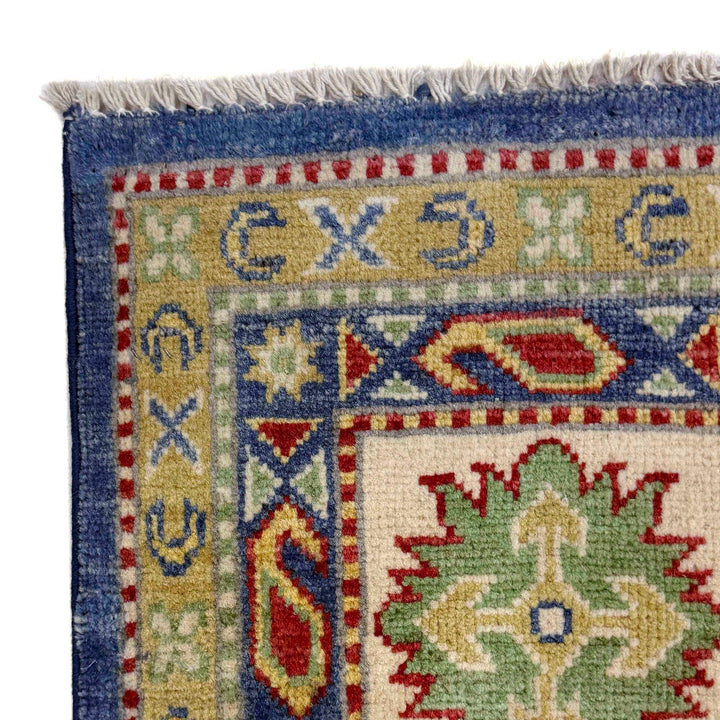 Blue Afghan Kazak Rug 6' 6" x 10' 4" Hand-Knotted | No. AL60239