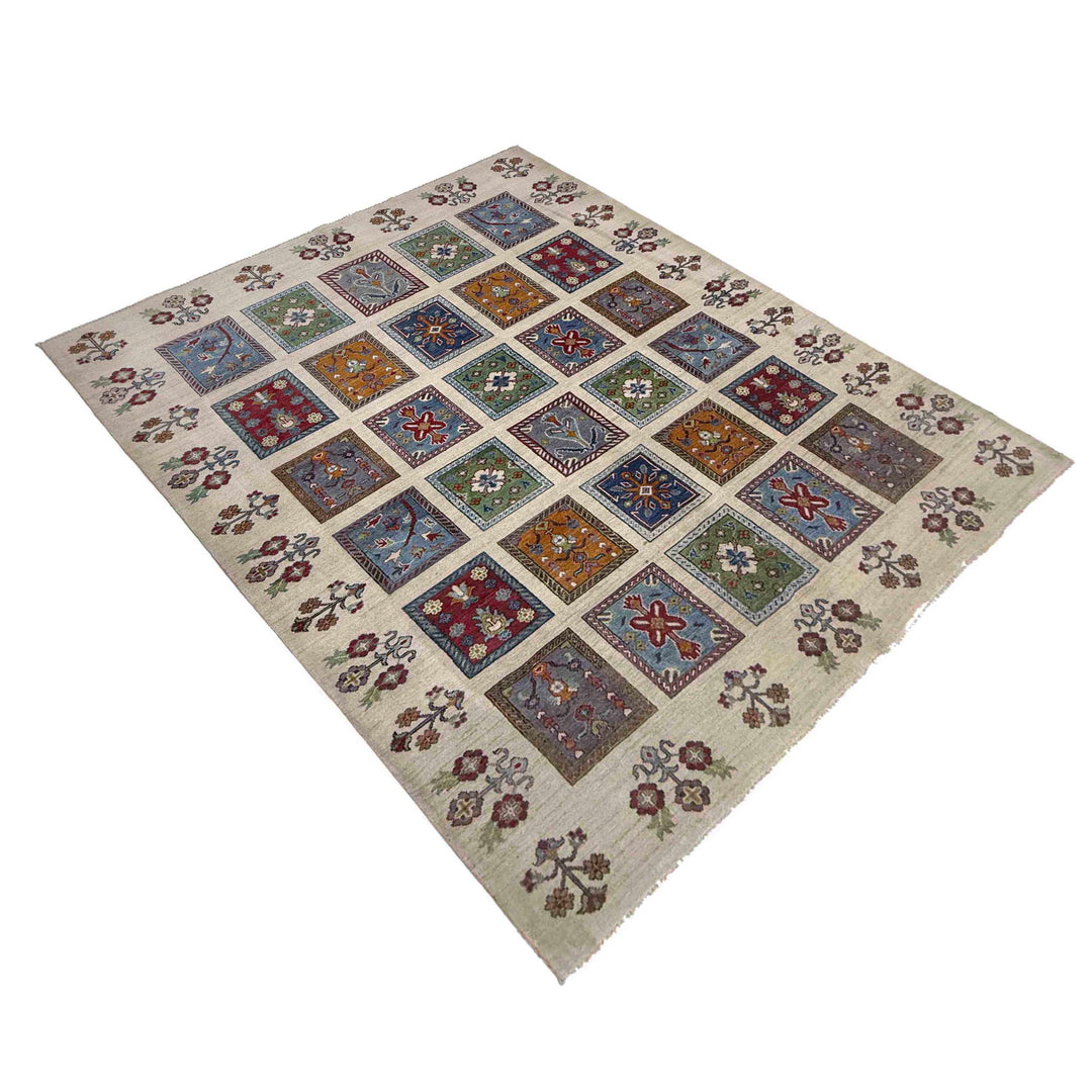 Beige Afghan Oriental Rug 6' 10" x 9' 6" Hand-Knotted view