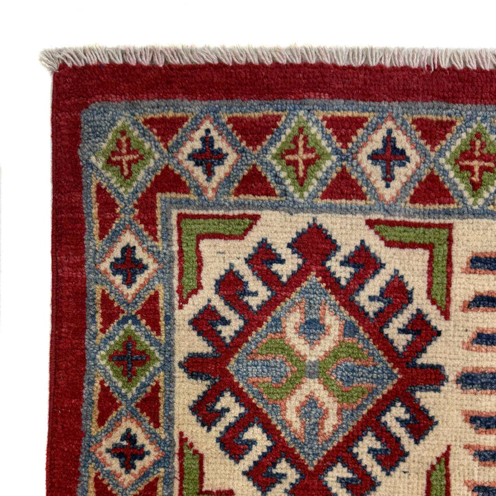 Red Afghan Kazak Rug 6' 6" x 10' 1" Hand-Knotted pattern