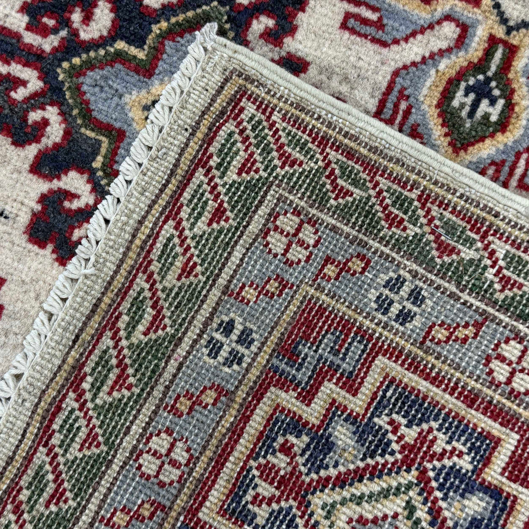 Beige Afghan Kazak Rug 6' 0" x 9' 1" Hand-Knotted | No. AL71190