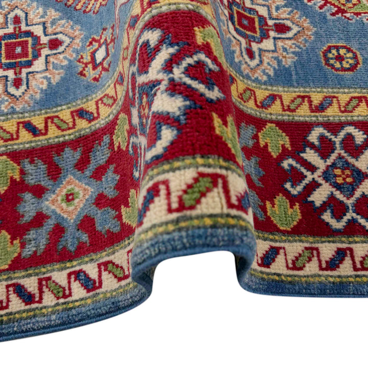 Blue Afghan Kazak Rug 4' 0" x 6' 0" Hand-Knotted field