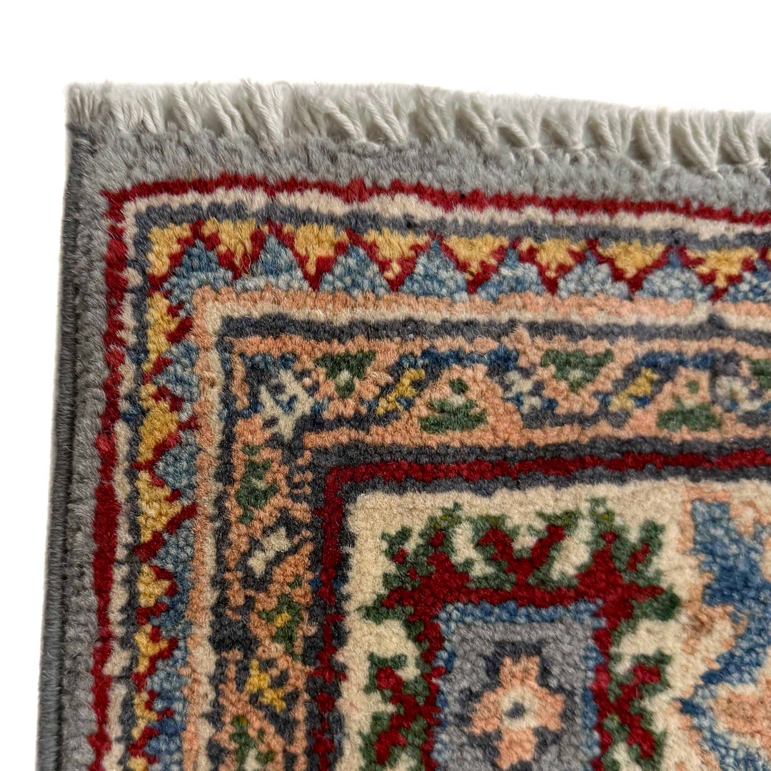 Blue Afghan Kazak Rug 3' 3" x 4' 9" Hand-Knotted pattern