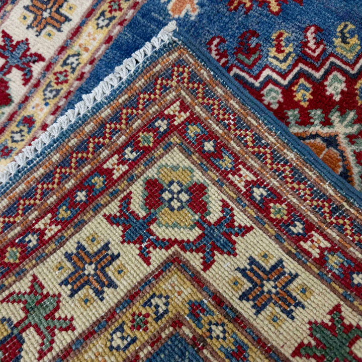Blue Afghan Kazak Rug 2'6" x 3'11" Hand-Knotted | No. AL43727