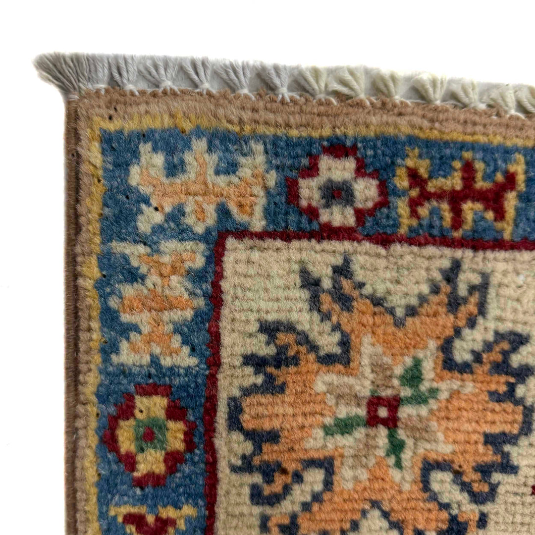 Orange Afghan Kazak Rug 2' 7" x 4' 3" Hand-Knotted pattern
