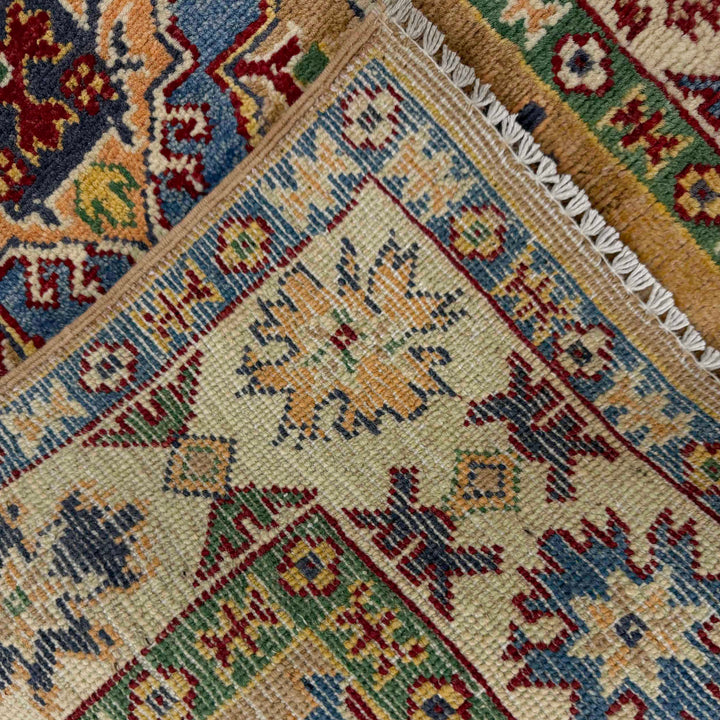 Orange Afghan Kazak Rug 2' 7" x 4' 3" Hand-Knotted border