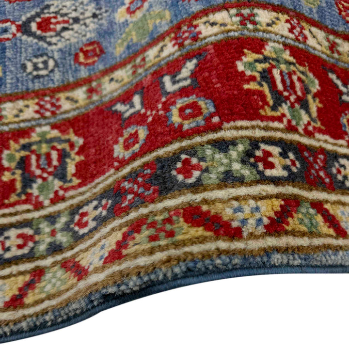 Blue Afghan Kazak Rug 2'7" x 4'0" Hand-Knotted field