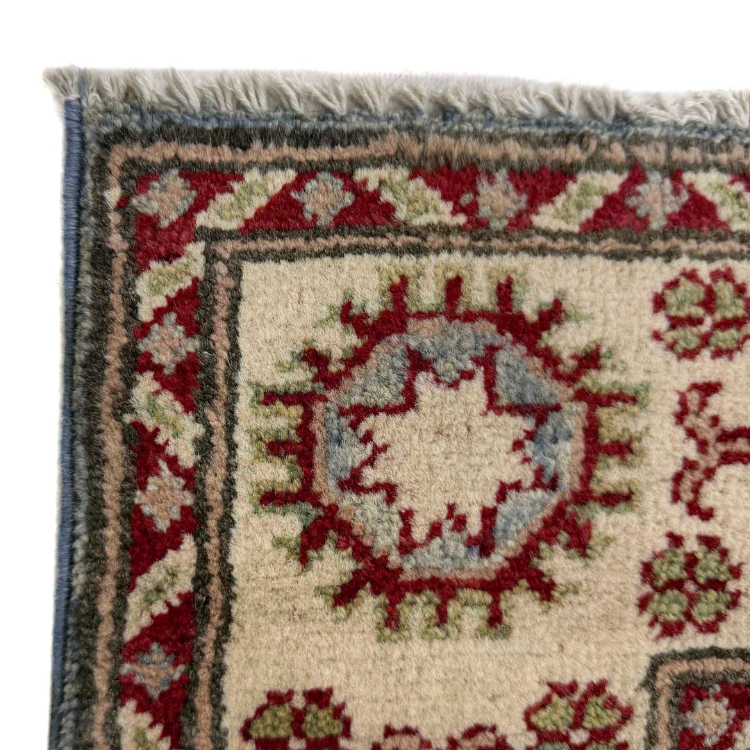 Blue Afghan Kazak Rug 2' 7" x 3' 9" Hand-Knotted pattern