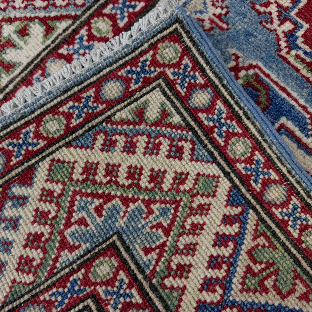 Blue Afghan Kazak Rug 2' 7" x 4' 0" Hand-Knotted | No. AL991734
