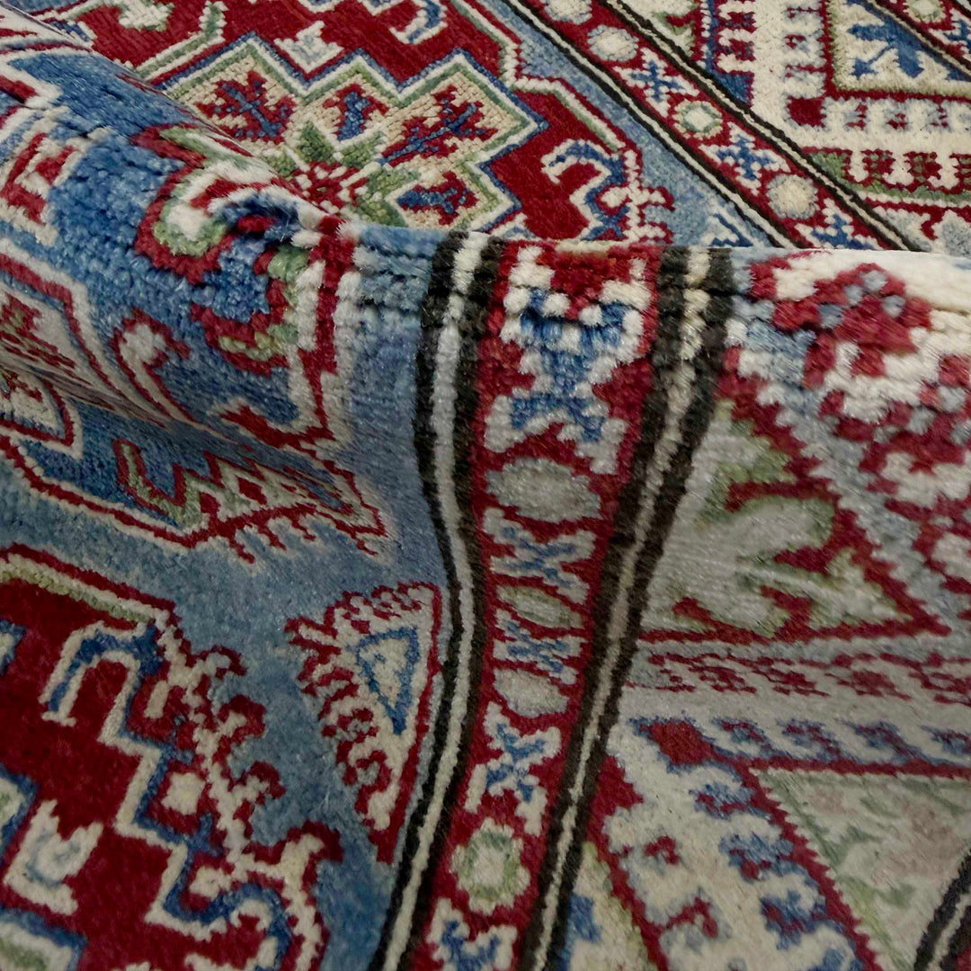 Blue Afghan Kazak Rug 2' 7" x 4' 0" Hand-Knotted | No. AL991734
