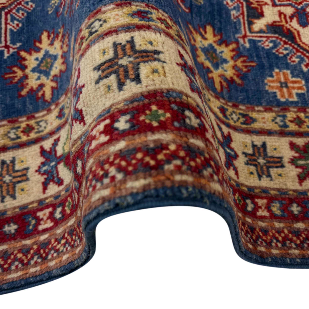 Blue Afghan Kazak Rug 2' 7" x 4' 0" Hand-Knotted | No. AL62626