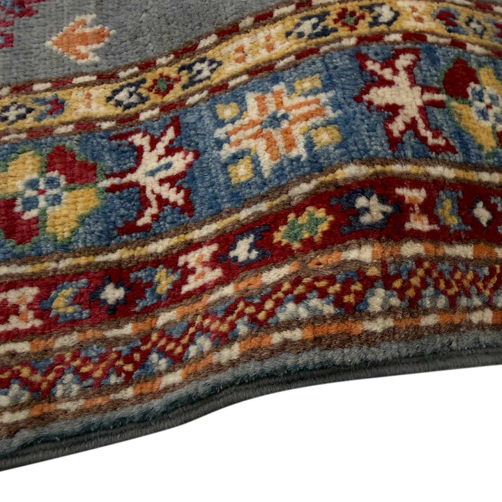 Gray Afghan Kazak Rug 2' 6" x 3' 11" Hand-Knotted | No. AL34810