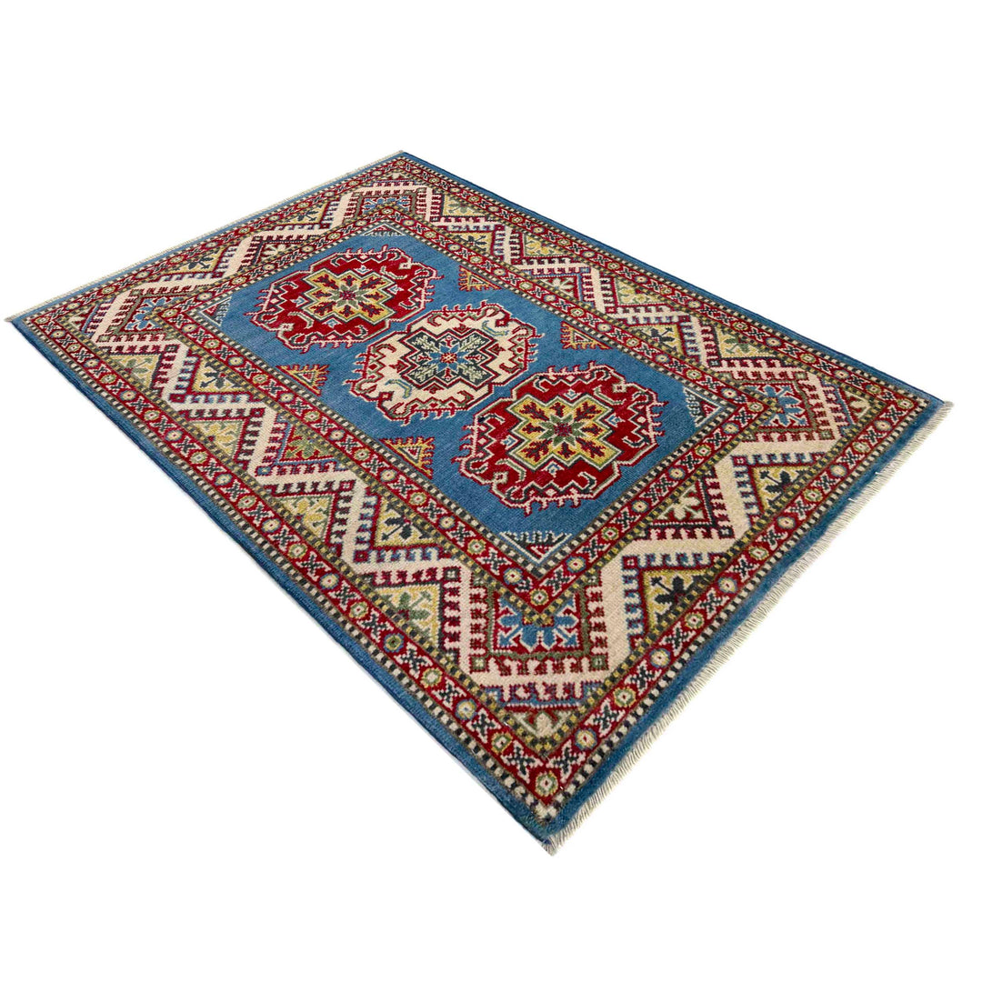 Blue Afghan Kazak Rug 2' 8" x 4' 1" Hand-Knotted view