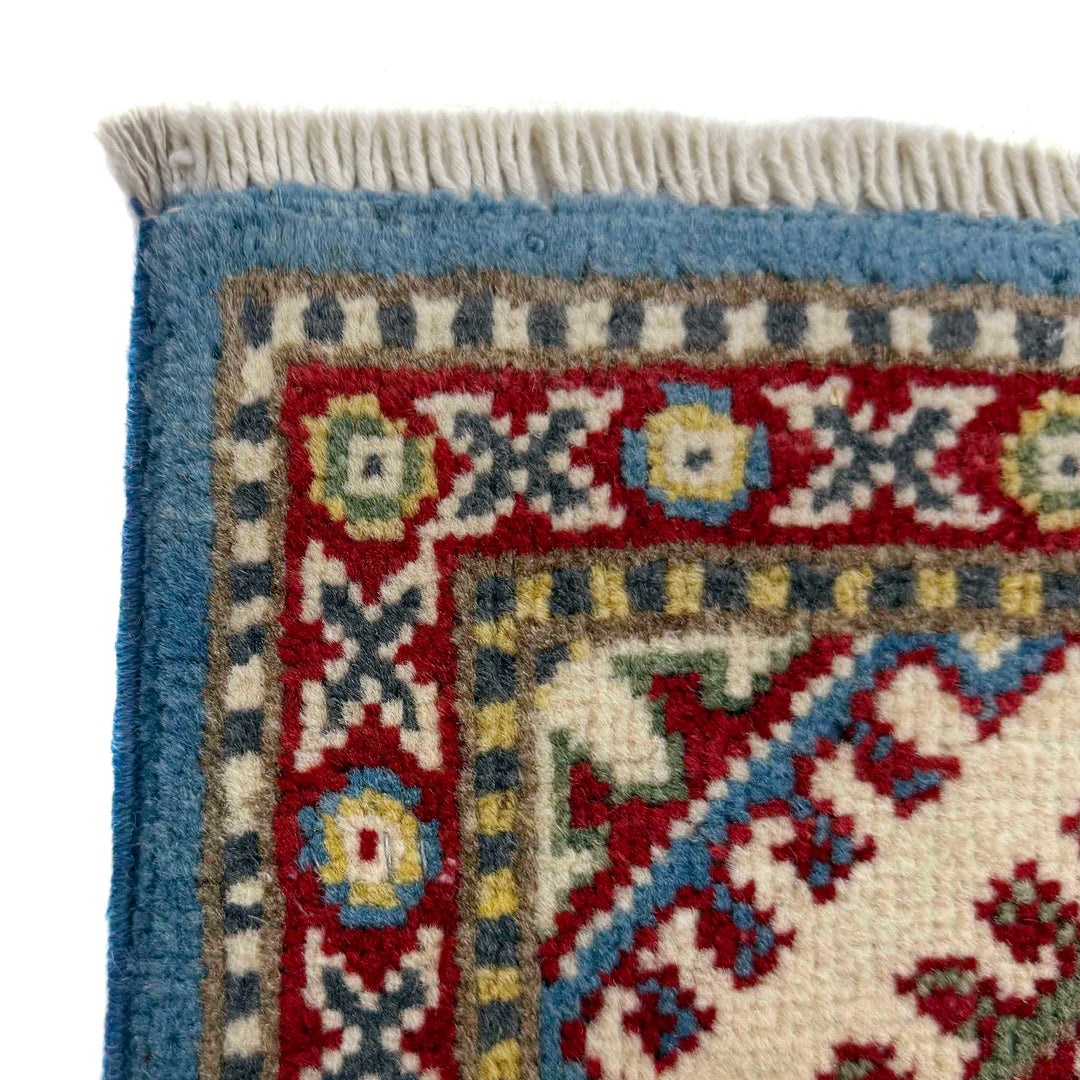 Blue Afghan Kazak Rug 2' 8" x 4' 1" Hand-Knotted pattern