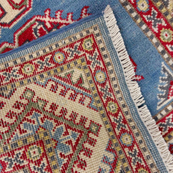 Blue Afghan Kazak Rug 2' 8" x 4' 1" Hand-Knotted border