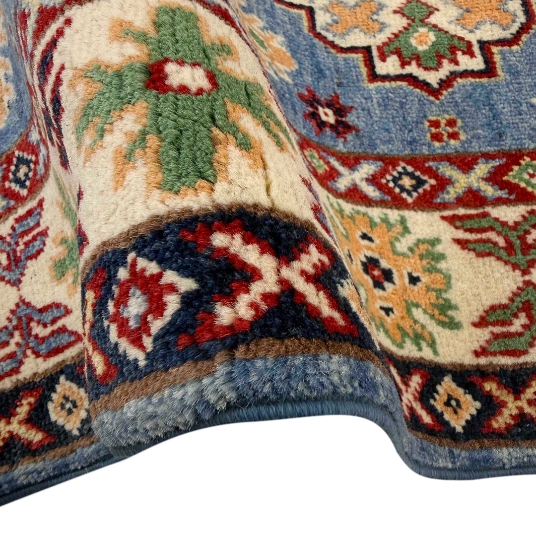 Blue Afghan Kazak Rug 2' 7" x 4' 3" Hand-Knotted | No. AL67858