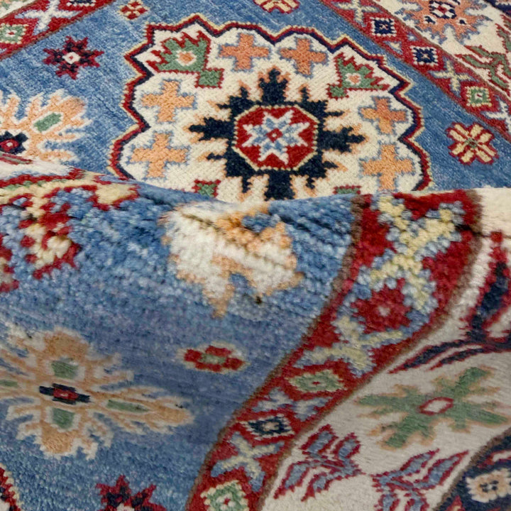 Blue Afghan Kazak Rug 2' 7" x 4' 3" Hand-Knotted | No. AL67858