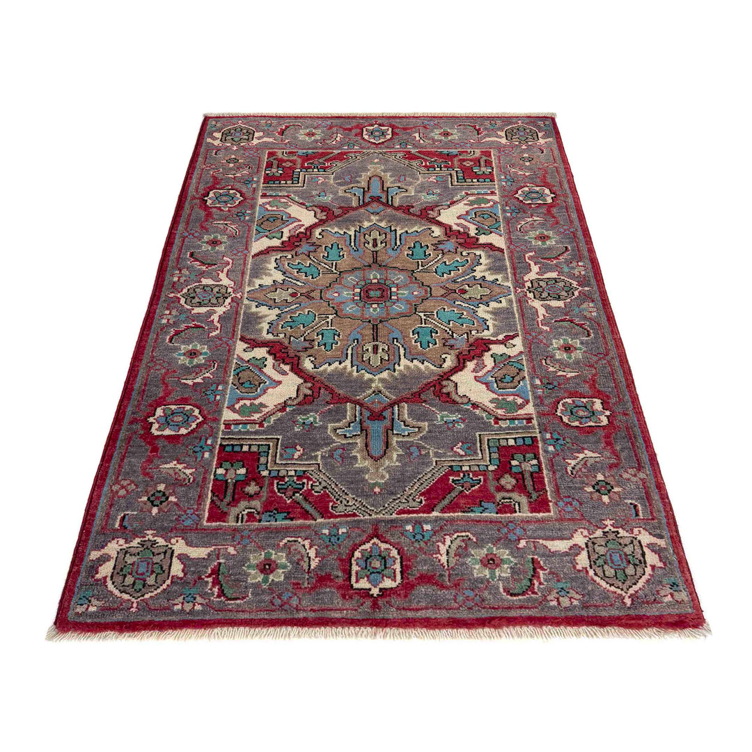 Afghan Heriz Rug 2'7" x 4'2" Hand-Knotted detail