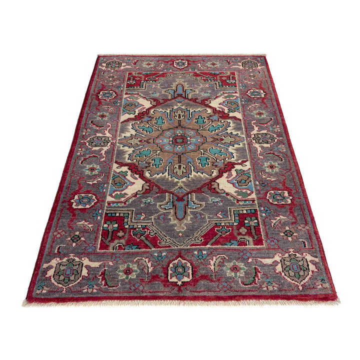 Afghan Heriz Rug 2'7" x 4'2" Hand-Knotted detail