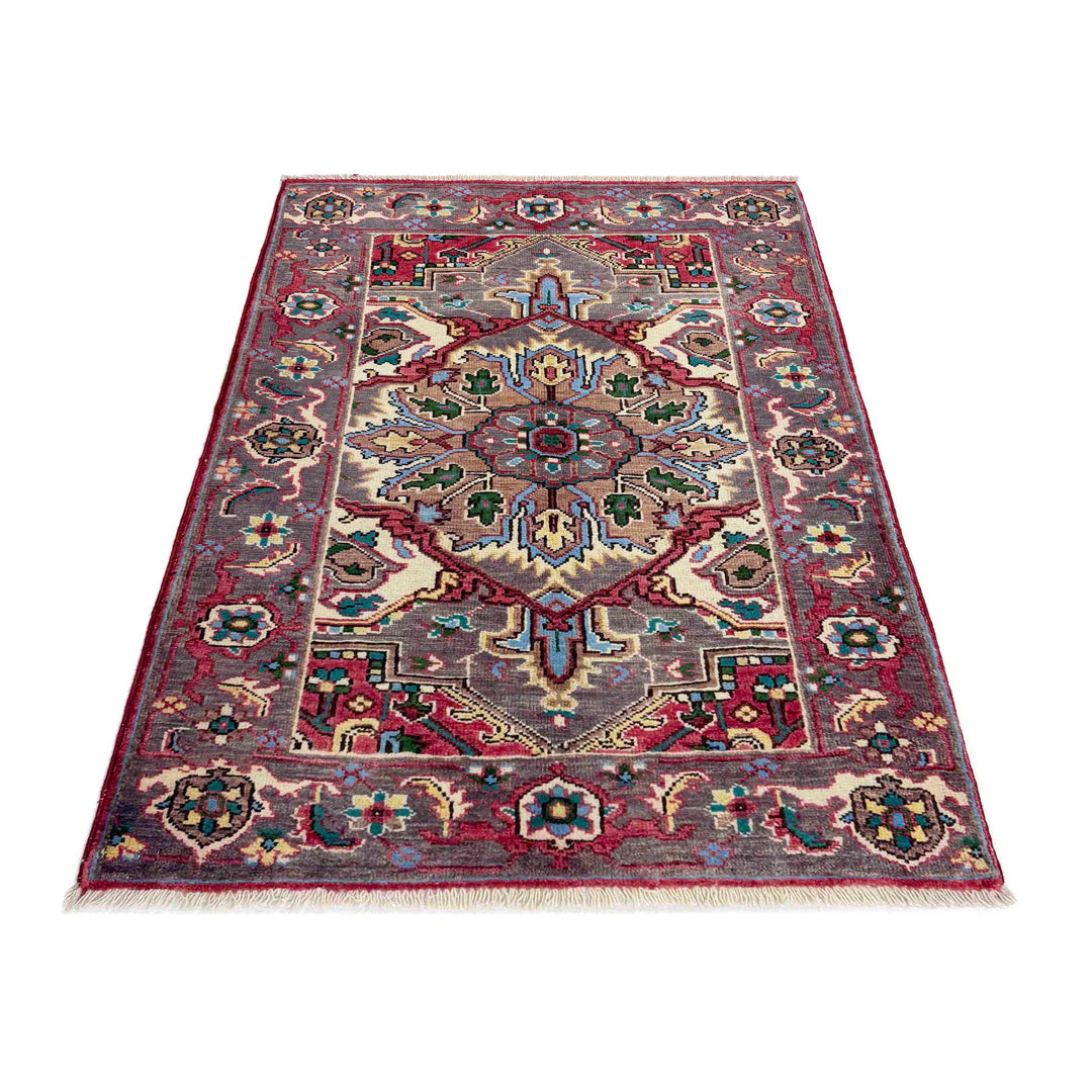 Afghan Heriz Rug 2' 8" x 4' 0" Hand-Knotted detail