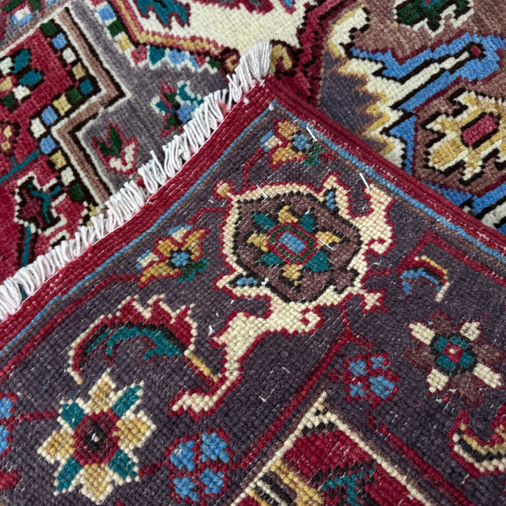 Afghan Heriz Rug 2'8" x 4'0" Hand-Knotted border