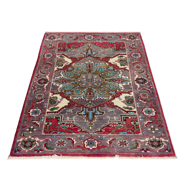 Afghan Heriz Rug 2' 7" x 4' 0" Hand-Knotted detail