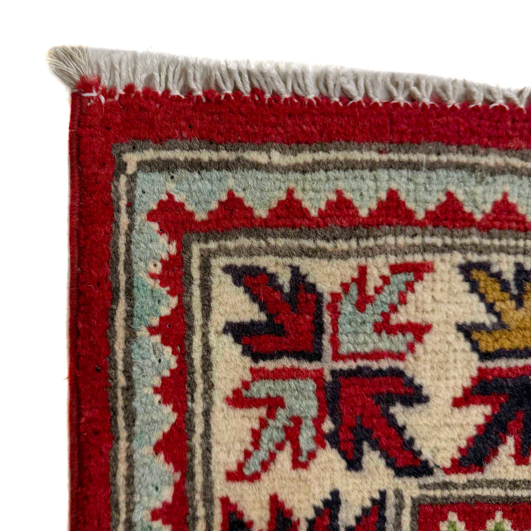 Blue Afghan Kazak Rug 3' 3" x 4' 11" Hand-Knotted | No. AL33109